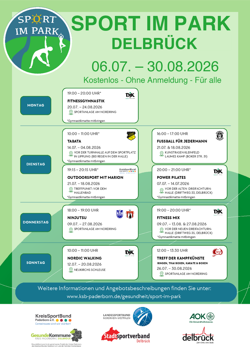 Beschreibung des Programms von Sport im Park Delbrück. Weitere Infos zum Programm unten.